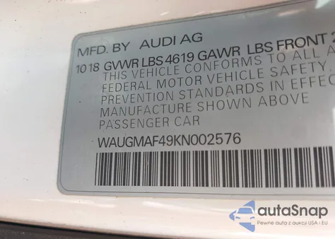 2019 Audi A4 40 Premium/40 Titanium Premium from USA, damaged, VIN WAUGMAF49KN002576